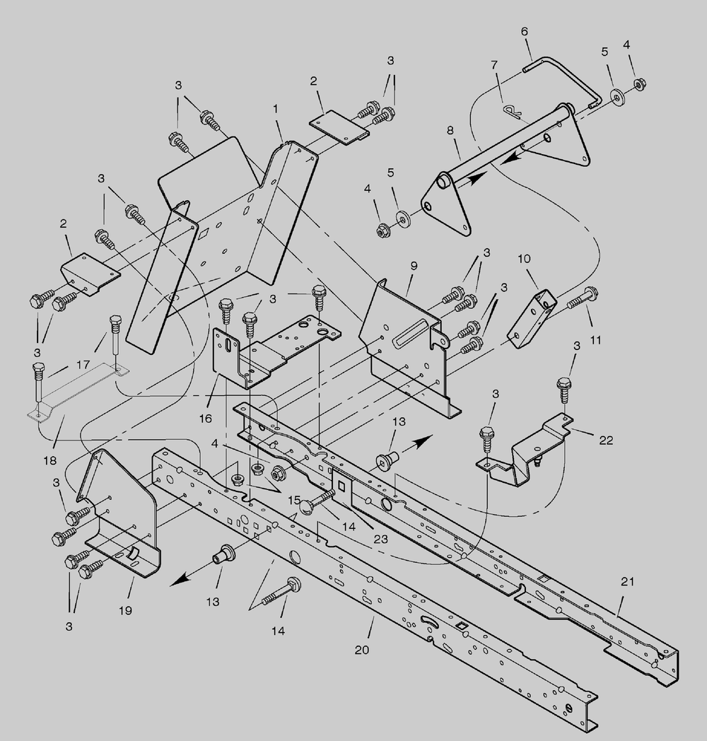 Rear Frame Assembly Diagram and Parts List for 461005X68A 2004 Briggs and Stratton Lawn Tractor